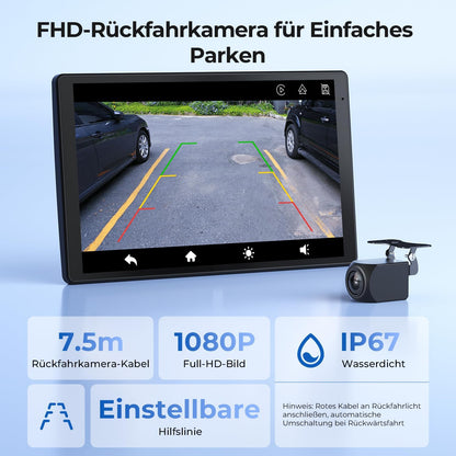 Krunia 8'' Tragbares Carplay Display für Apple CarPlay & Android Auto, Rückfahrkamera 1440x900 HD