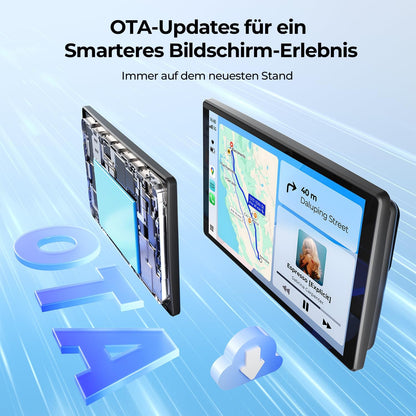 Krunia 8'' Tragbares Carplay Display für Apple CarPlay & Android Auto, Rückfahrkamera 1440x900 HD