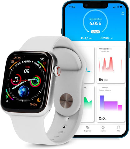 Ksix Urban 2 1,75" 44 mm IPS Bluetooth Smart Watch Herzfrequenz mit Schlafmonitor - Weiß