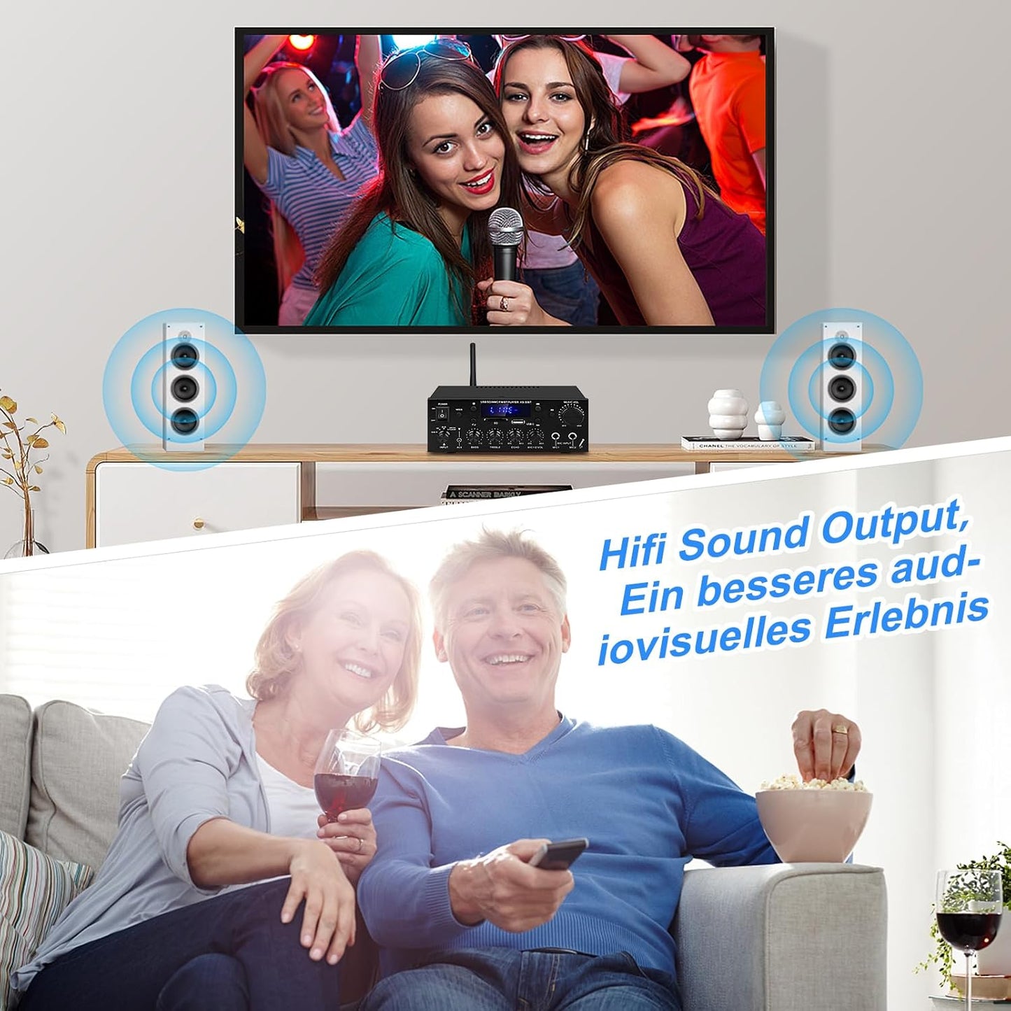 Amplificateur audio pour maison, KS-33BT Adaptateur HiFi Bluetooth 5.0 à 2 canaux, RMS 60W X 2 Max 400W