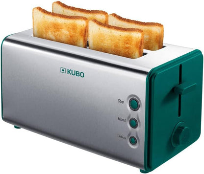 Kubo Toaster, Edelstahl, 2 extra lange breite Schlitze, 1400 W, 5 Röststufen