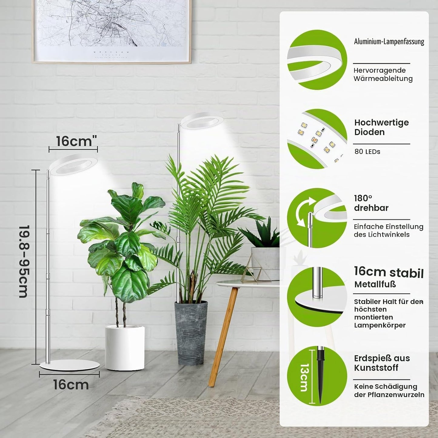 Kullsinss Pflanzenlampe led Vollspektrum, 94 CM mit 80 LEDs,3 Lichter Modi (2 Stück) 