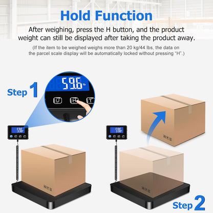 KUAIVO Postwaage P2H 200kg x 10g Hochpräzise LCD Display Paketwaage mit Halte und Tara Funktion