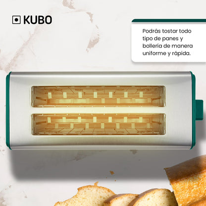 Kubo Toaster, Edelstahl, 2 extra lange breite Schlitze, 1400 W, 5 Röststufen