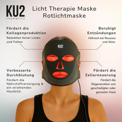 KU2 LED Gesichtsmaske mit 7 Lichtmodi  180 LEDs für Anti Aging
