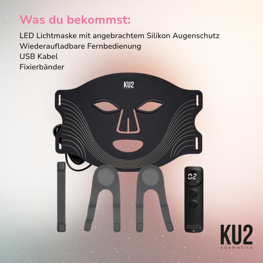 KU2 LED Gesichtsmaske mit 7 Lichtmodi  180 LEDs für Anti Aging