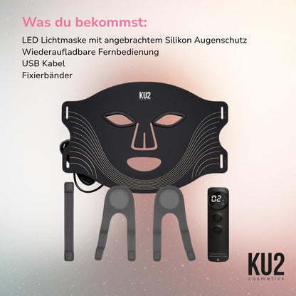 KU2 LED Gesichtsmaske mit 7 Lichtmodi  180 LEDs für Anti Aging