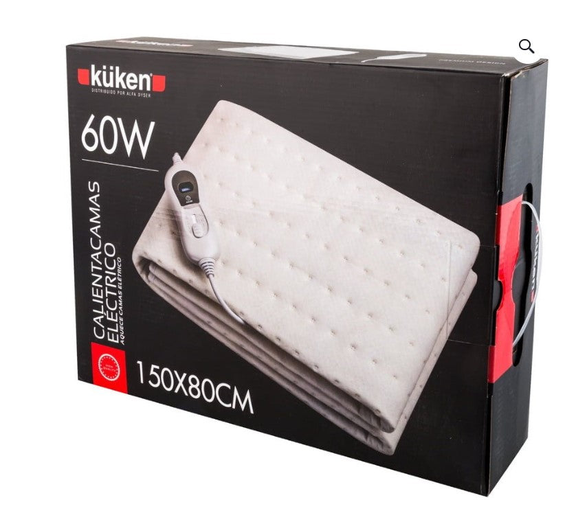 KÜKEN Elektrischer Bettwarmer 60W 150X80cm Weiß