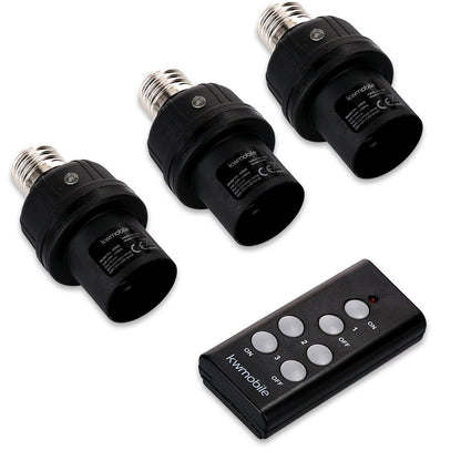 kwmobile 3x Funk Lampenfassung E27-30m Reichweite mit Fernbedienung