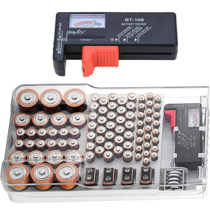 Kyrio Batterie Organizer Aufbewahrung mit herausnehmbarem Batterietester,hält 93 Batterien
