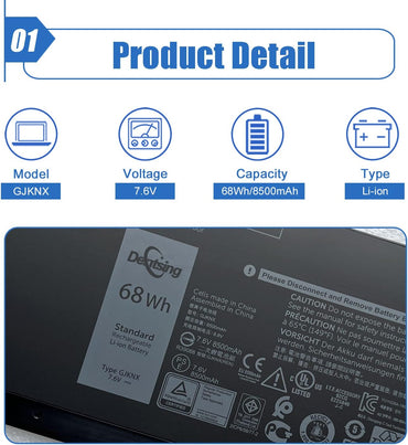 KYUER 68WH GJKNX 93FTF Laptop Akku für Dell Latitude 5280 5288...
