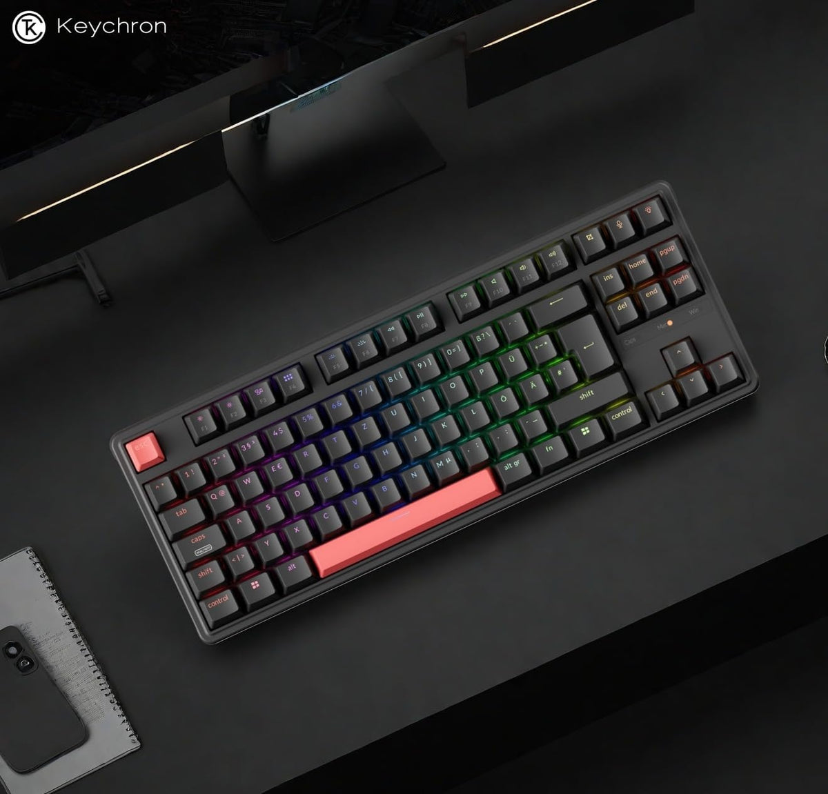 Keychron C3 Pro QMK/VIA Mechanische Tastatur, Kabelgebunden, Programmierbar, 87 Tasten