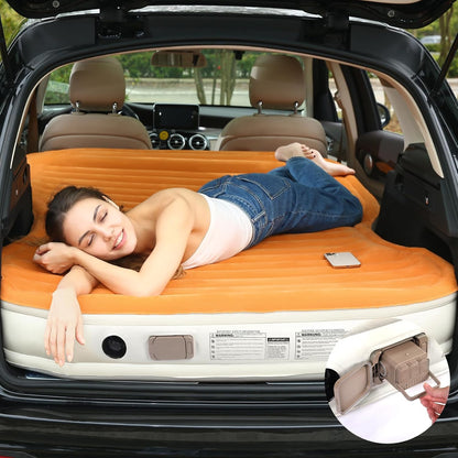 KMZ SUV-Luftmatratze mit eingebauter Pumpe und 2 Kissen, Dickes flockiertes PVC