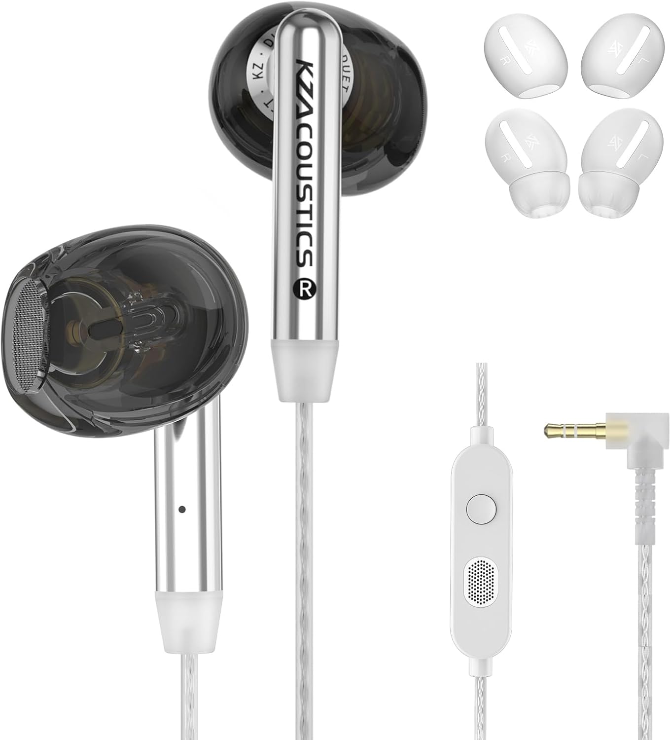 KZ Duet Dual Driver Kabelgebundene In-Ear-Kopfhörer mit Mikrofon für Gaming, PC,