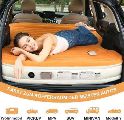 KMZ SUV-Luftmatratze mit eingebauter Pumpe und 2 Kissen, Dickes flockiertes PVC