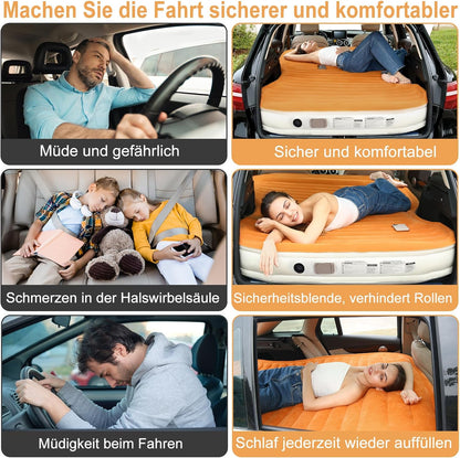 KMZ SUV-Luftmatratze mit eingebauter Pumpe und 2 Kissen, Dickes flockiertes PVC