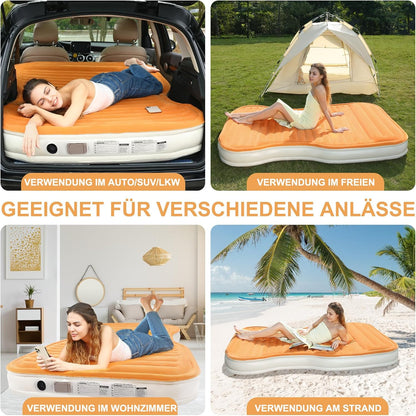 KMZ SUV-Luftmatratze mit eingebauter Pumpe und 2 Kissen, Dickes flockiertes PVC