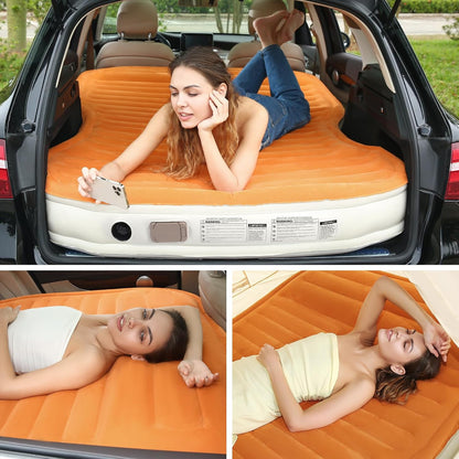 KMZ SUV-Luftmatratze mit eingebauter Pumpe und 2 Kissen, Dickes flockiertes PVC