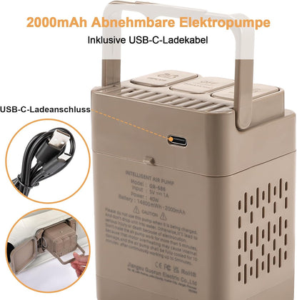 KMZ SUV-Luftmatratze mit eingebauter Pumpe und 2 Kissen, Dickes flockiertes PVC