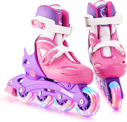 Locavun Inliner Kinder 4 Größen Verstellbare Inline Skates für Mädchen  Medium(30-35EU)