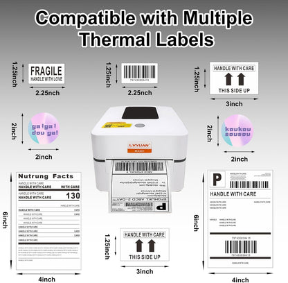 LVYUAN DHL Etikettendrucker, 4x6 Mobile Thermo Etiketten Drucker,203DPI