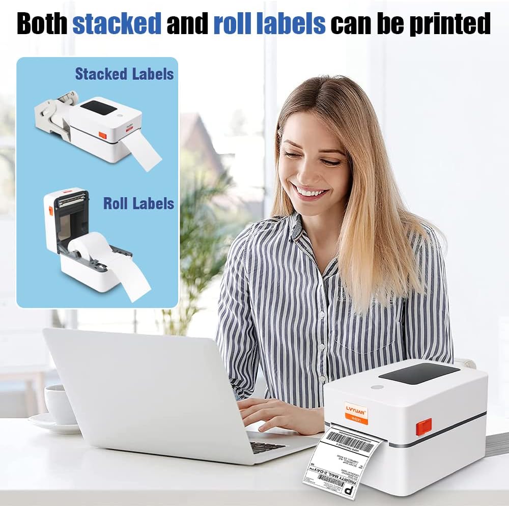 LVYUAN DHL Etikettendrucker, 4x6 Mobile Thermo Etiketten Drucker,203DPI