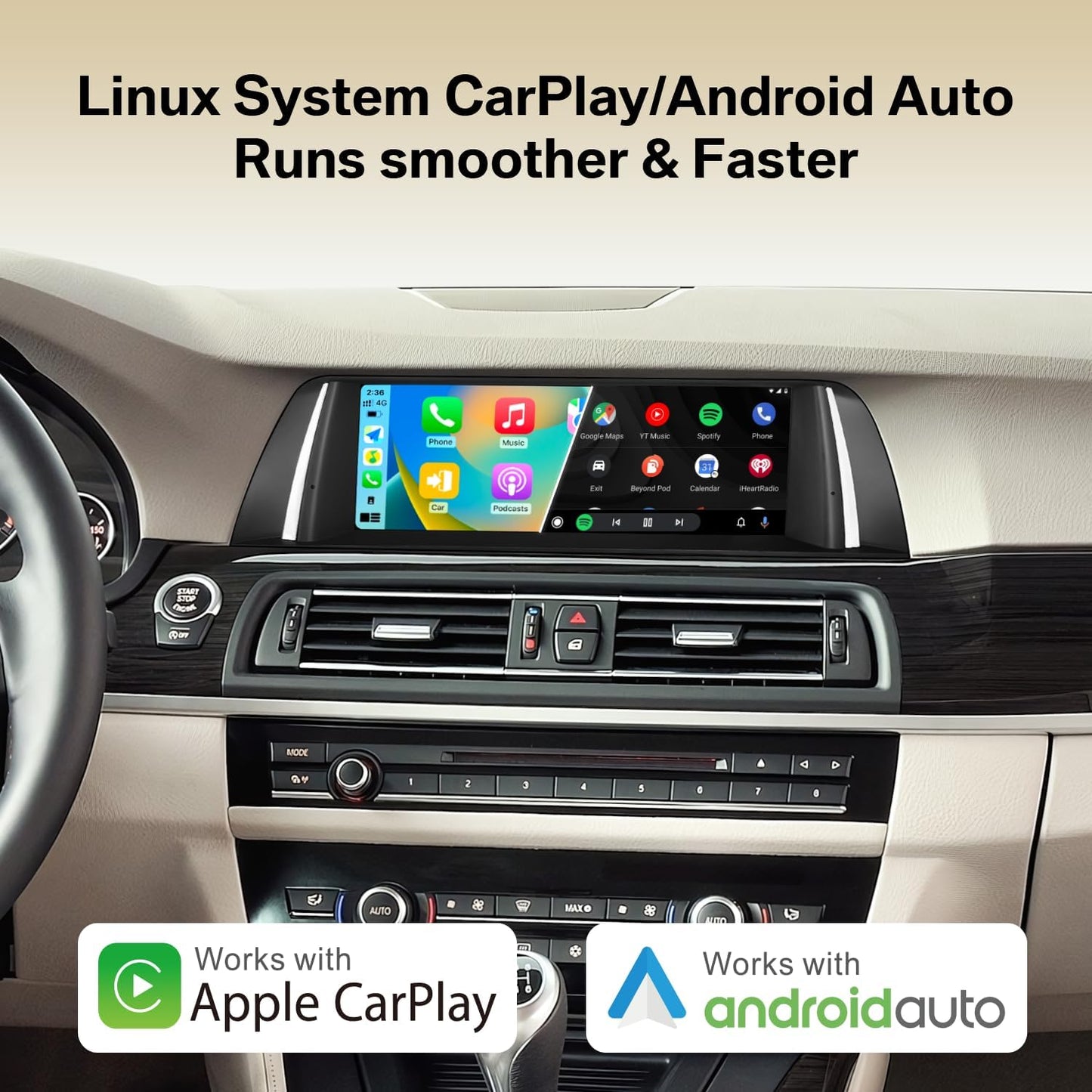 Leadsign 10,25" Wireless CarPlay Android Auto Bildschirm für BMW 5er F10/F11(2010–2012, CIC)