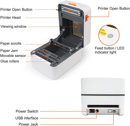 LVYUAN DHL Etikettendrucker, 4x6 Mobile Thermo Etiketten Drucker,203DPI