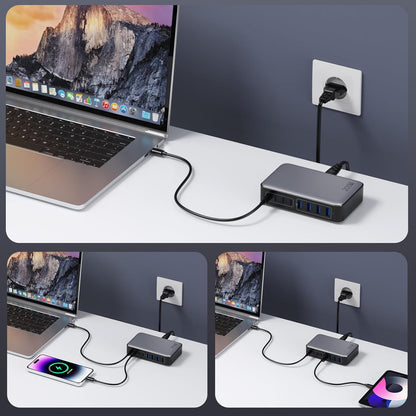 200W USB C Ladegerät Mehrfach, GaN III 8-Port Schnellladegerät PPS PD 65W