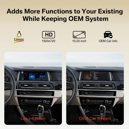 Leadsign 10,25" Wireless CarPlay Android Auto Bildschirm für BMW 5er F10/F11(2010–2012, CIC)