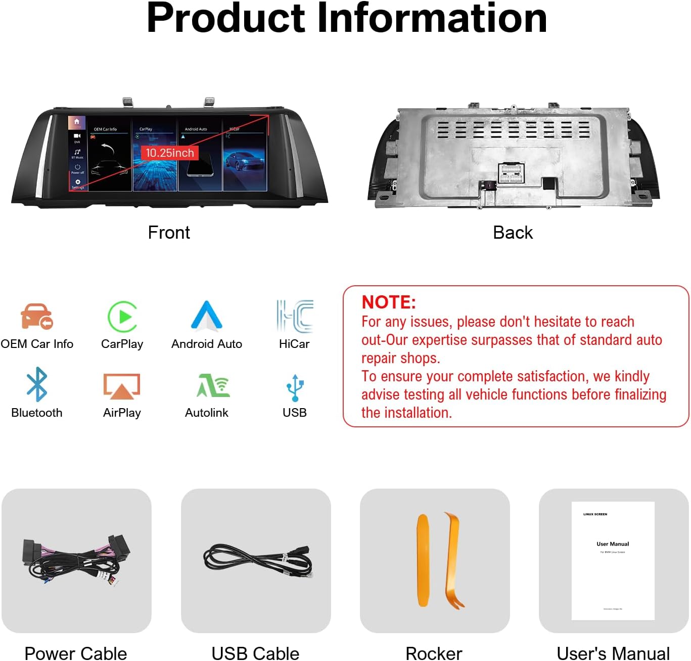 Leadsign 10,25" Wireless CarPlay Android Auto Bildschirm für BMW 5er F10/F11(2010–2012, CIC)