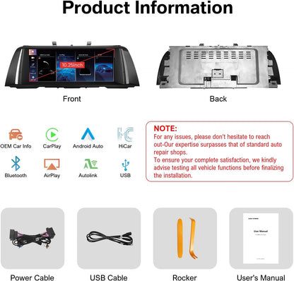 Leadsign 10,25" Wireless CarPlay Android Auto Bildschirm für BMW 5er F10/F11(2010–2012, CIC)