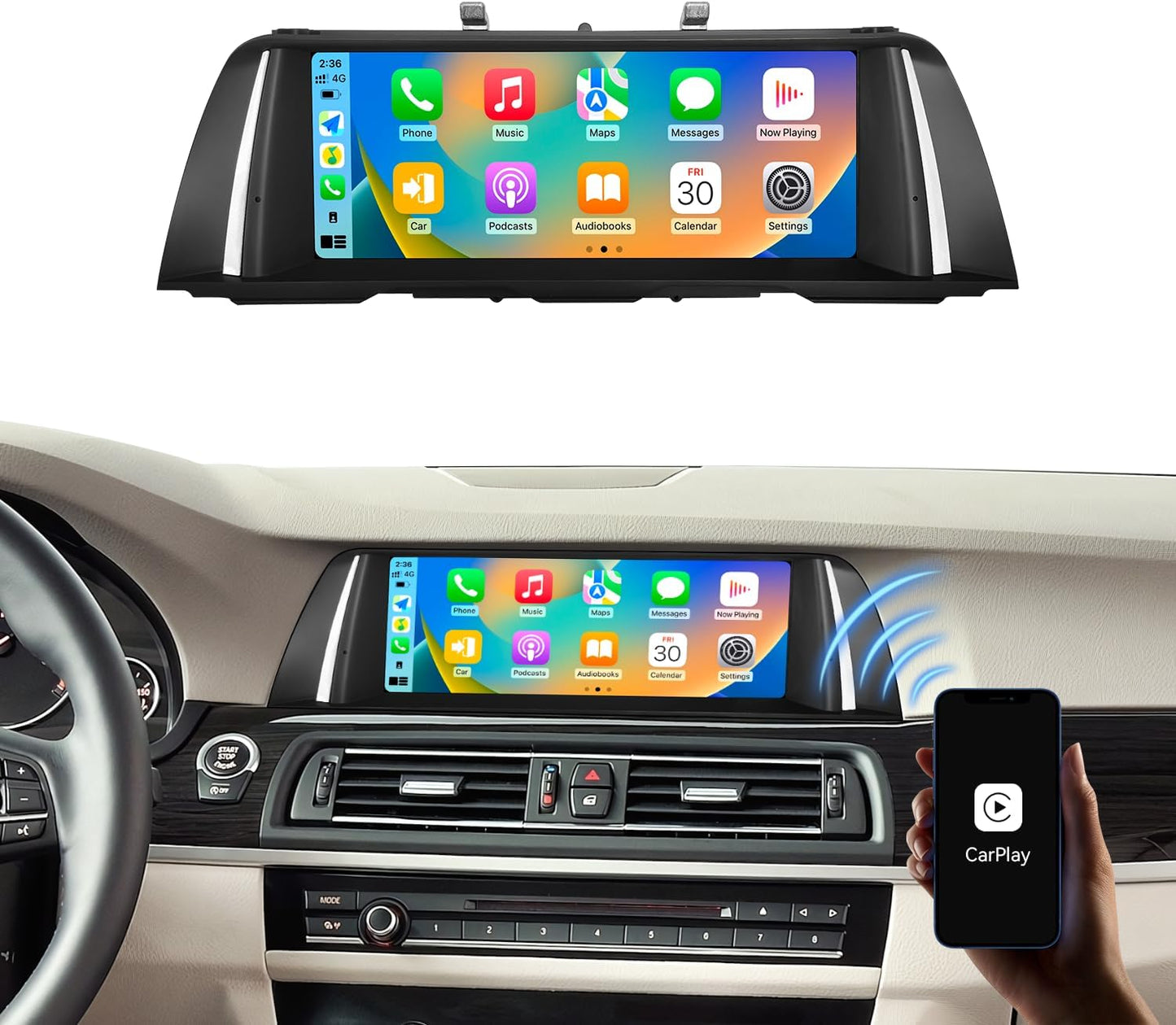 Leadsign 10,25" Wireless CarPlay Android Auto Bildschirm für BMW 5er F10/F11(2010–2012, CIC)