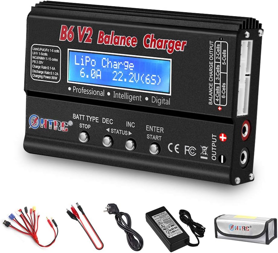 LiPo Balance Ladegerät, 1S-6S Digital Discharger Akku Ladegerät 80W 6A
