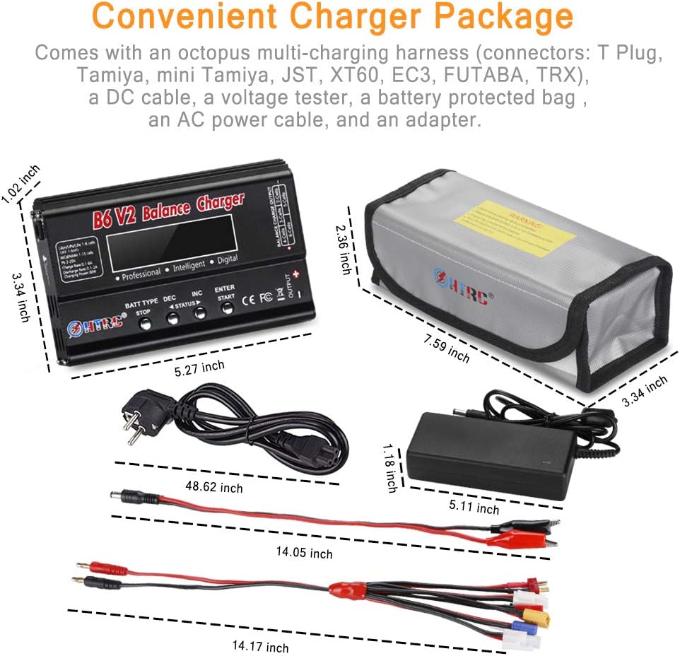 LiPo Balance Ladegerät, 1S-6S Digital Discharger Akku Ladegerät 80W 6A