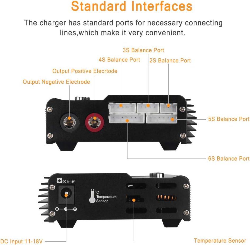LiPo Balance Ladegerät, 1S-6S Digital Discharger Akku Ladegerät 80W 6A