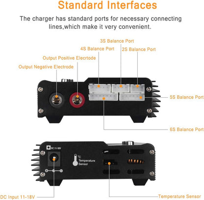 LiPo Balance Ladegerät, 1S-6S Digital Discharger Akku Ladegerät 80W 6A