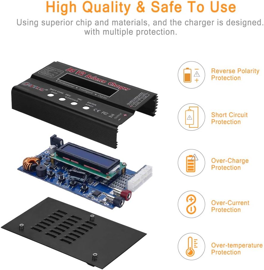 LiPo Balance Ladegerät, 1S-6S Digital Discharger Akku Ladegerät 80W 6A