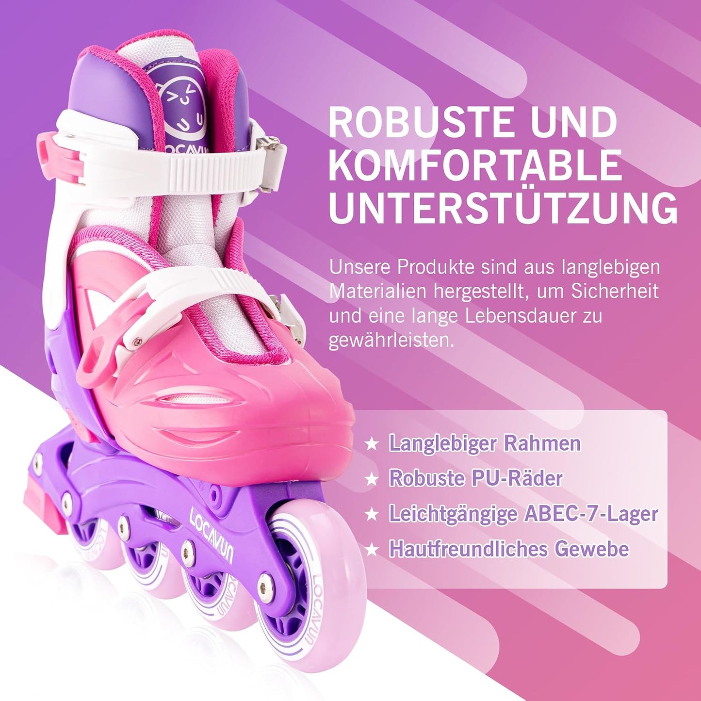 Locavun Inliner Kinder 4 Größen Verstellbare Inline Skates für Mädchen  Medium(30-35EU)