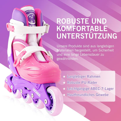 Locavun Inliner Kinder 4 Größen Verstellbare Inline Skates für Mädchen  Medium(30-35EU)