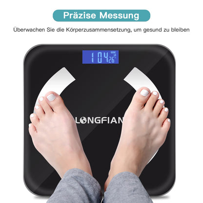 LONGFIAN Intelligente Waage für Körperfettwaage,Personenwaage mit APP