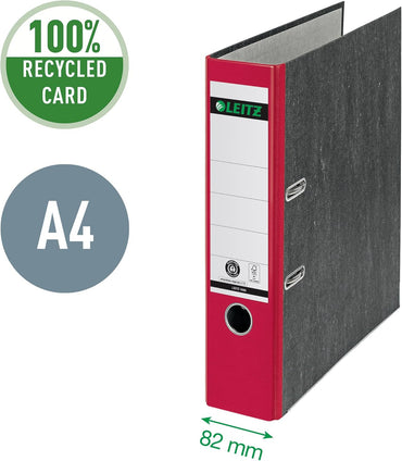 5 X Leitz Qualitäts-Ordner, DIN A4 Aktenordner 8 cm breit,rot