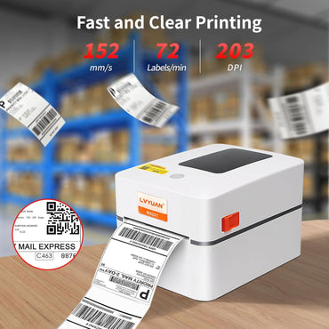 LVYUAN DHL Etikettendrucker, 4x6 Mobile Thermo Etiketten Drucker,203DPI