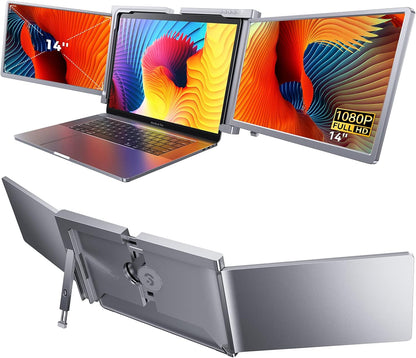 Laptop Bildschirm Erweiterung,14" 1080P Dreifacher tragbarer Laptop Screen Extender für 13 bis 16,5 Zoll Laptops