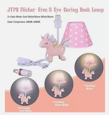 YPS Einhornlampe für Mädchen Schlafzimmer, Kinder-Nachttisch, Pink Star