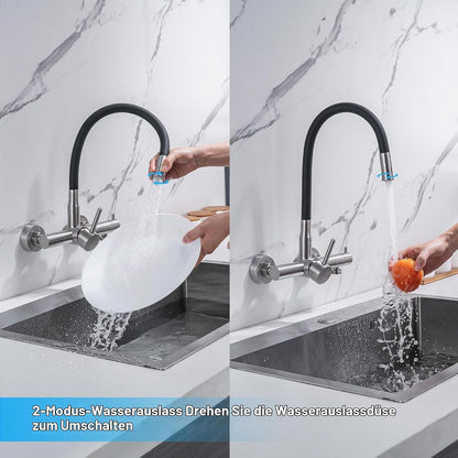 LakeBayMZC Wasserhahn Küche Wandmontage Küchenamatur mit 3/4" Anschluss Edelstahl,