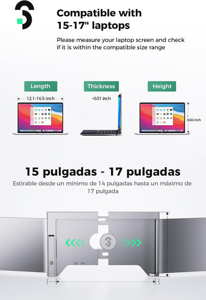 Laptop Bildschirm Erweiterung,14" 1080P Dreifacher tragbarer Laptop Screen Extender für 13 bis 16,5 Zoll Laptops