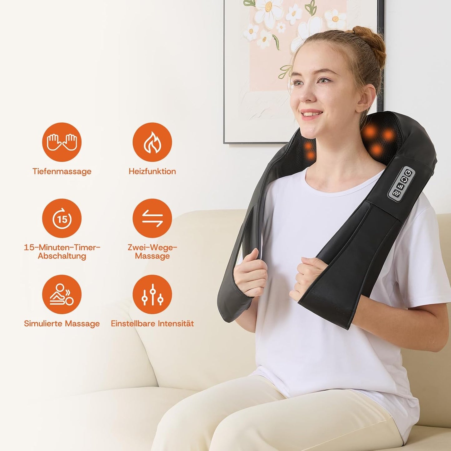 LAOBEN Nacken, Schulter und Rückenmassagegerät mit konstanter Heizfunktion Massagerollen