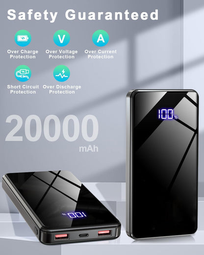 Lazci Power Bank, 20,000mAh Powerbank 22,5W mit USB-C Schwarz