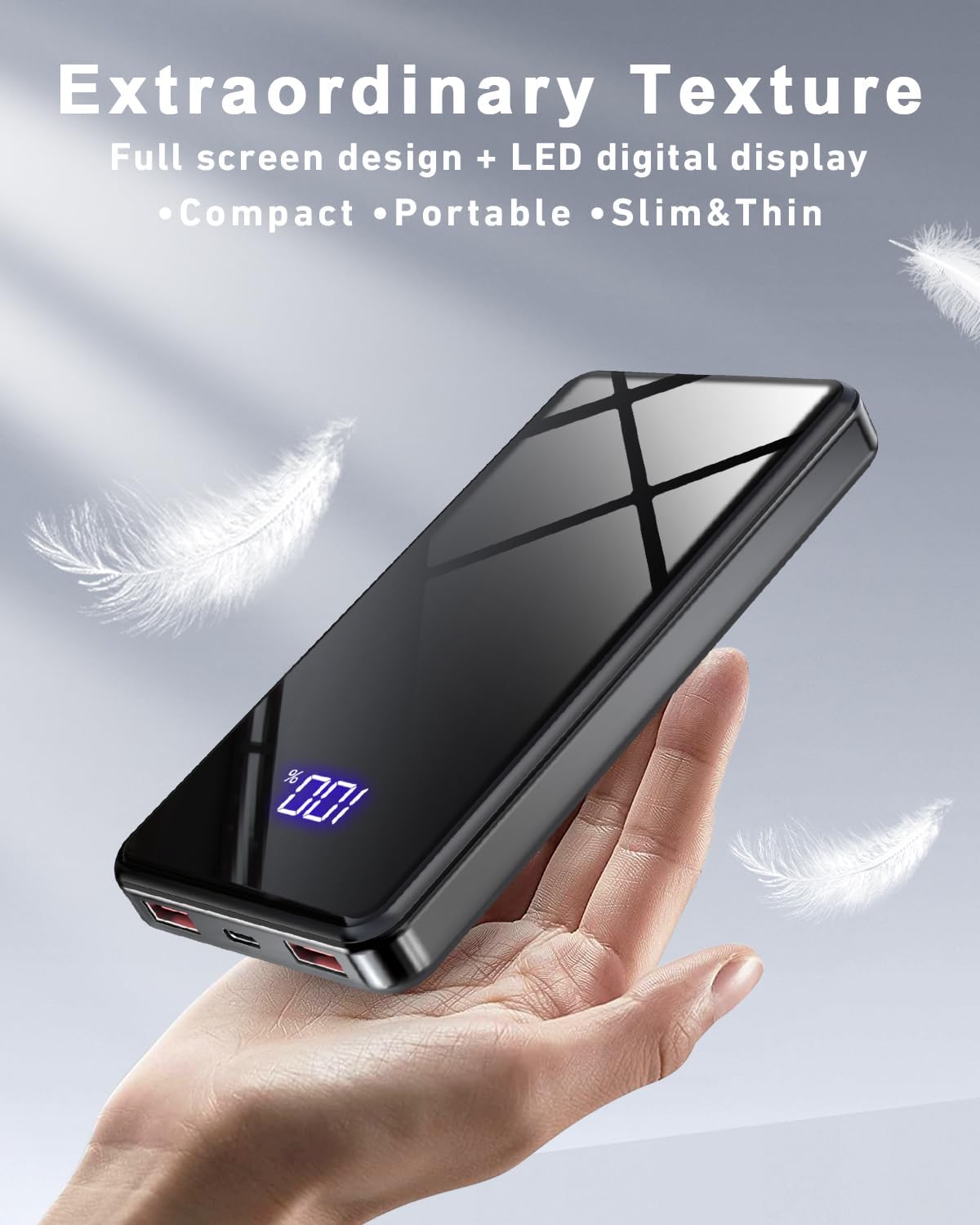 Lazci Power Bank, 20,000mAh Powerbank 22,5W mit USB-C Schwarz